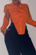 Orange Sexy Solid Hollowed Out Patchwork Buckle Asymmetrical Turndown Collar Tops