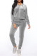 Grey Fashion Casual Solid Zipper Hooded Collar Long Sleeve Two Pieces