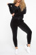 Black Fashion Casual Solid Zipper Hooded Collar Long Sleeve Two Pieces