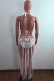 Black Fashion Sexy Solid Tassel Bandage Backless Swimwears