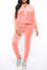 Pink Fashion Casual Solid Zipper Hooded Collar Long Sleeve Two Pieces