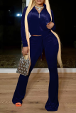 Pink Casual Solid Patchwork Zipper Collar Long Sleeve Two Pieces