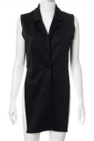 White Fashion Casual Solid Asymmetrical Turndown Collar Outerwear