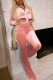 Pink Casual Solid Patchwork Zipper Collar Long Sleeve Two Pieces