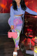 Blue Casual Print Patchwork V Neck Long Sleeve Two Pieces
