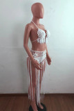 Black Fashion Sexy Solid Tassel Bandage Backless Swimwears