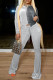 Silver Fashion Casual Patchwork Bandage O Neck Long Sleeve Two Pieces
