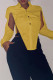 Yellow Sexy Solid Hollowed Out Patchwork Buckle Asymmetrical Turndown Collar Tops