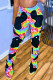 Colour Casual Street Print Patchwork Boot Cut High Waist Speaker Full Print Bottoms