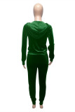 Ink Green Fashion Casual Solid Zipper Hooded Collar Long Sleeve Two Pieces
