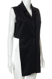 White Fashion Casual Solid Asymmetrical Turndown Collar Outerwear