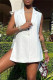 White Fashion Casual Solid Asymmetrical Turndown Collar Outerwear