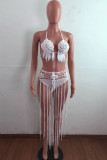 Black Fashion Sexy Solid Tassel Bandage Backless Swimwears