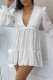 White Fashion Casual Solid Patchwork V Neck Long Sleeve Dresses pre-sale