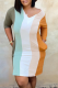 Multicolor Casual Striped Patchwork V Neck Pencil Skirt Dresses