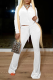 White Casual Solid Patchwork Zipper Collar Long Sleeve Two Pieces