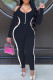 Black Sexy Solid Patchwork Zipper Halter Skinny Jumpsuits
