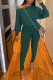Army Green Casual Solid Patchwork O Neck Long Sleeve Two Pieces