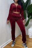 Grey Fashion Casual Solid Zipper Hooded Collar Long Sleeve Two Pieces