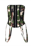 Brown Fashion Patchwork Camouflage Print Zipper Design Bustiers