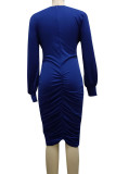 Leopard Print Sexy Solid Patchwork Fold V Neck One Step Skirt Dresses
