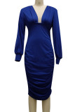Leopard Print Sexy Solid Patchwork Fold V Neck One Step Skirt Dresses