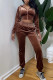 Khaki Fashion Casual Solid Zipper Hooded Collar Long Sleeve Two Pieces