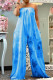 Blue Casual Print Patchwork Strapless Loose Jumpsuits