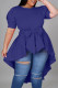 Blue Casual Solid Bandage Patchwork Asymmetrical O Neck Irregular Dress Dresses