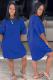 Blue adult Sexy Fashion Cap Sleeve Half Sleeves O neck Straight Knee-Length Solid Patchwork Ca