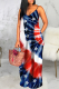 Multicolor Sexy Print Patchwork Spaghetti Strap Straight Dresses