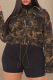 Camouflage Casual Camouflage Print Patchwork Turndown Collar Outerwear