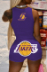 Purple Sportswear Print Patchwork O Neck Sleeveless Two Pieces