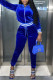 Royal Blue Fashion Casual Solid Patchwork Zipper Hooded Collar Long Sleeve Two Pieces