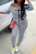 Grey Fashion Casual Print Basic Long Sleeve Two Pieces