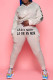 Grey Fashion Casual Letter Print Basic Hooded Collar Long Sleeve Two Pieces
