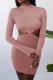 Pink Sexy Solid Hollowed Out Patchwork Backless Asymmetrical O Neck Pencil Skirt Dresses