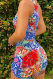 Red Sexy Print Hollowed Out Swimwears