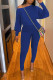 Royal Blue Casual Solid Patchwork O Neck Long Sleeve Two Pieces