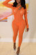 Orange Fashion Sexy Solid Patchwork Jumpsuits