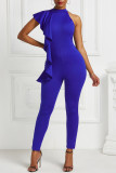 Black Fashion Casual Solid Split Joint O Neck Jumpsuits