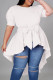 White Casual Solid Bandage Patchwork Asymmetrical O Neck Irregular Dress Dresses