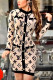 Apricot Sexy Letter Print Patchwork O Neck Straight Dresses