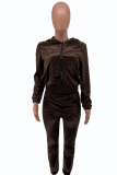 Pink Casual Solid Make Old Zipper Collar Long Sleeve Three Pieces