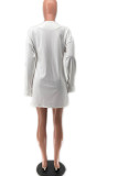 White Casual Solid Patchwork Outerwear
