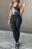 Black Sexy Solid Patchwork Skinny High Waist Pencil Solid Color Bottoms