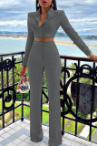 Red Fashion Street Solid Patchwork Turn-back Collar Long Sleeve Two Pieces
