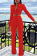 Red Fashion Street Solid Patchwork Turn-back Collar Long Sleeve Two Pieces