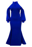 Purple Fashion Elegant Solid Patchwork Halter One Step Skirt Dresses