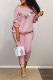 Pink Casual Solid Sequins O Neck Long Sleeve Two Pieces